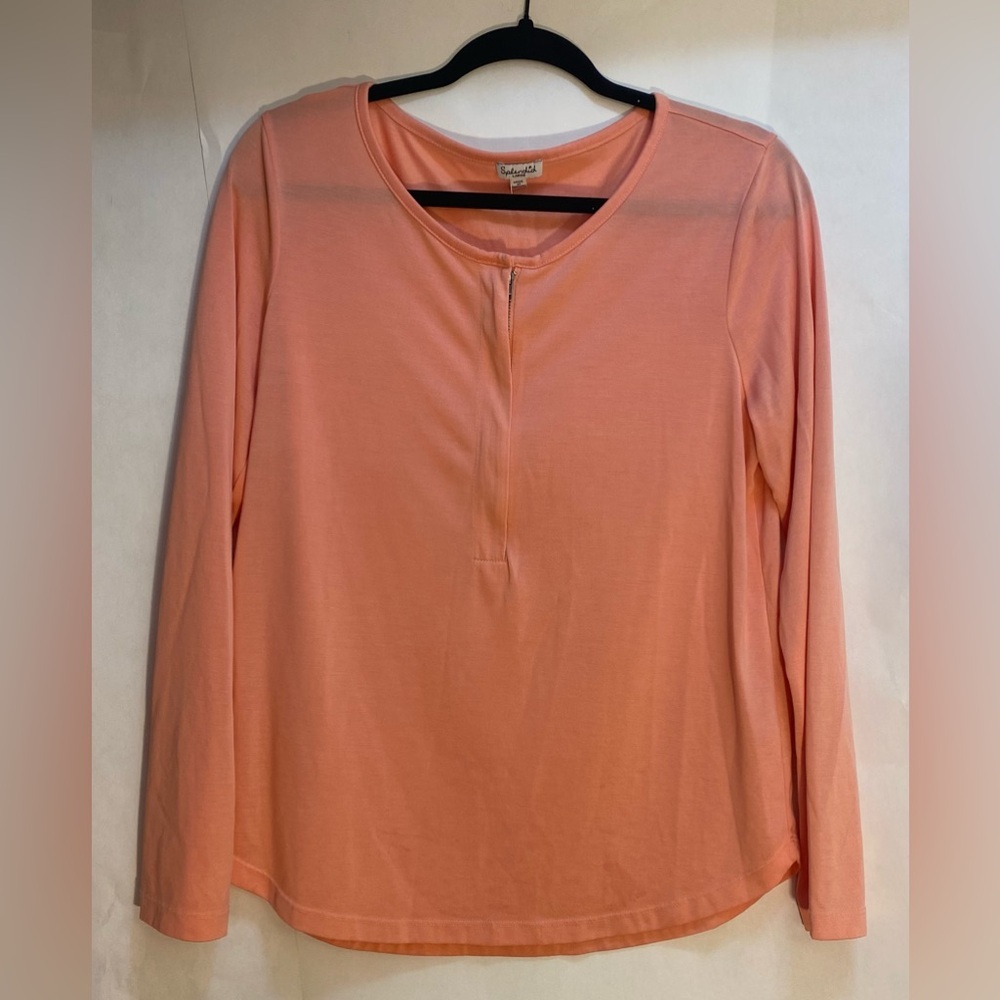 Splendid Woman's Zip Top Shirt Pink/Peach Size Large NWOT